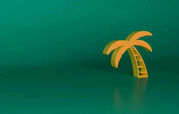 Oranje Tropische Palmboom Pictogram Geïsoleerd Groene Achtergrond Kokosnoot Palmboom Minimalisme — Stockfoto