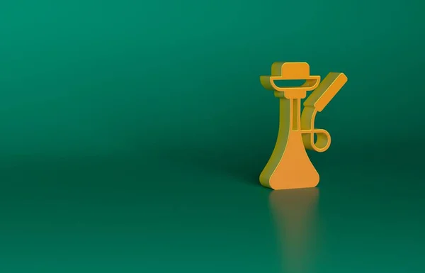 緑の背景に孤立オレンジフカアイコン 最小限の概念 3Dレンダリング図 — ストック写真