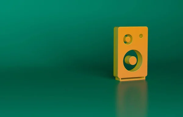 Oranžový Stereoreproduktor Ikona Izolované Zeleném Pozadí Reproduktory Zvukového Systému Hudební — Stock fotografie
