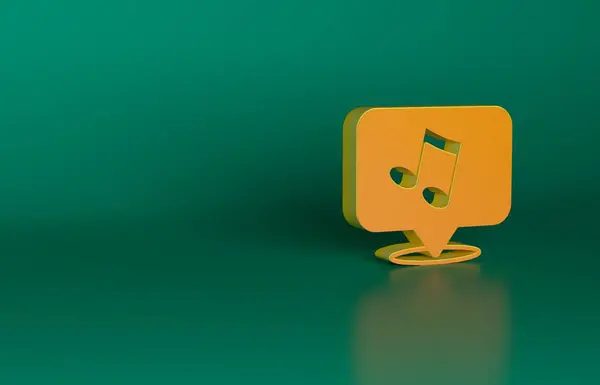 オレンジ音楽ノート 緑の背景に隔離されたトーンアイコン 最小限の概念 3Dレンダリング図 — ストック写真