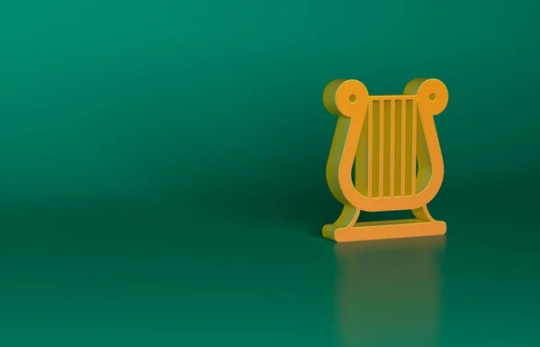Ícone Lira Grega Antiga Laranja Isolado Fundo Verde Instrumento Música — Fotografia de Stock