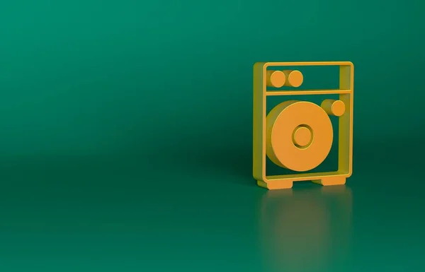 Oranje Gitaarversterker Icoon Geïsoleerd Groene Achtergrond Muziekinstrument Minimalisme Concept Weergave — Stockfoto