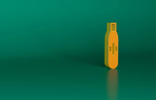 オレンジ緑の背景に隔離された電子タバコアイコン タバコの吸引道具だ 気化器装置だ 最小限の概念 3Dレンダリング図 — ストック写真
