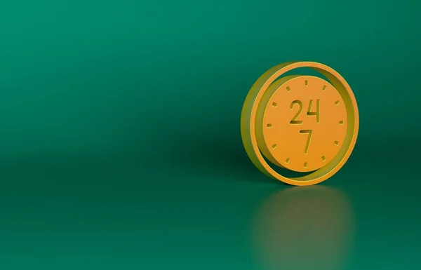 Оранжевые Часы Часа Иконка Изолирована Зеленом Фоне Целый День Циклическая — стоковое фото
