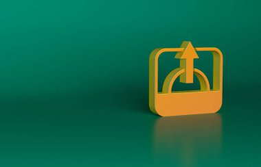 Turuncu Gündoğumu simgesi yeşil arkaplanda izole edildi. Minimalizm kavramı. 3 Boyutlu resimleme.