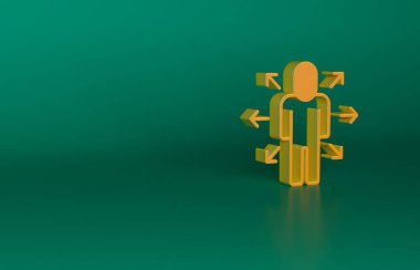 Turuncu Çoklu Görev Yöneticisi yeşil arkaplanda izole edilmiş bir simge üzerinde çalışıyor. Minimalizm kavramı. 3 Boyutlu resimleme.