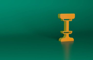 Turuncu Sandalye simgesi yeşil arkaplanda izole edildi. Minimalizm kavramı. 3 Boyutlu resimleme.