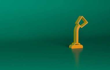 Yeşil arkaplanda turuncu masa lambası simgesi izole edildi. Minimalizm kavramı. 3 Boyutlu resimleme.