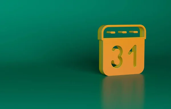 Orange Calendar Icon Isolated Green Background Event Reminder Symbol Minimalism — Stock Photo, Image