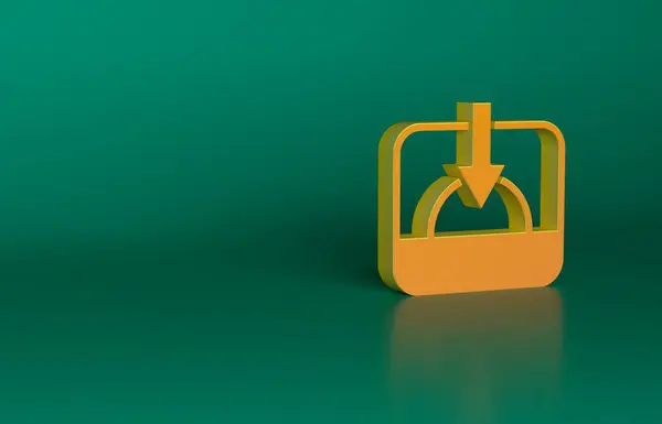 Icono Naranja Atardecer Aislado Sobre Fondo Verde Concepto Minimalista Ilustración —  Fotos de Stock