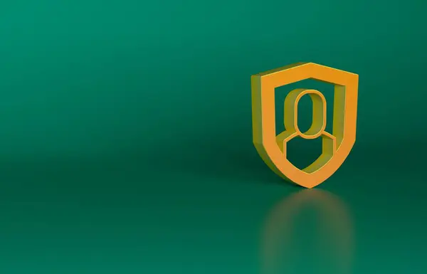 Oranje Gebruikersbescherming Pictogram Geïsoleerd Groene Achtergrond Veilig Inloggen Beveiligd Met — Stockfoto