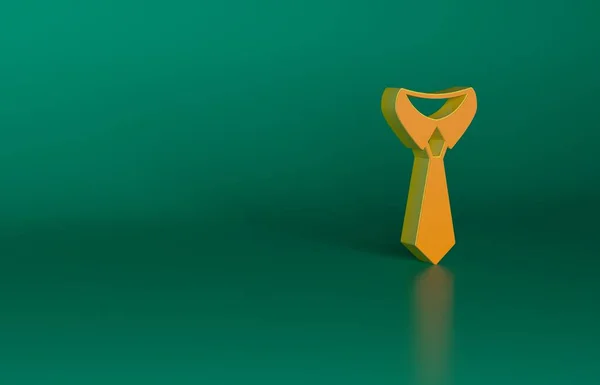 Turuncu Kravat Simgesi Yeşil Arkaplanda Izole Edildi Boyunbağı Boyun Bezi — Stok fotoğraf