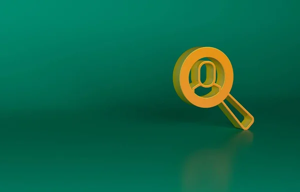 Orange Magnifying Glass Search Job Icon Isolated Green Background Recruitment — Stock Photo, Image
