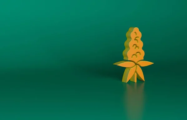 Orange Lupine Blomma Ikon Isolerad Grön Bakgrund Minimalistiskt Koncept Render — Stockfoto