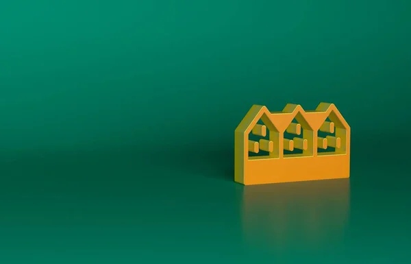 Orange Isländska Trä Hus Ikon Isolerad Grön Bakgrund Arkitekturdelen Island — Stockfoto