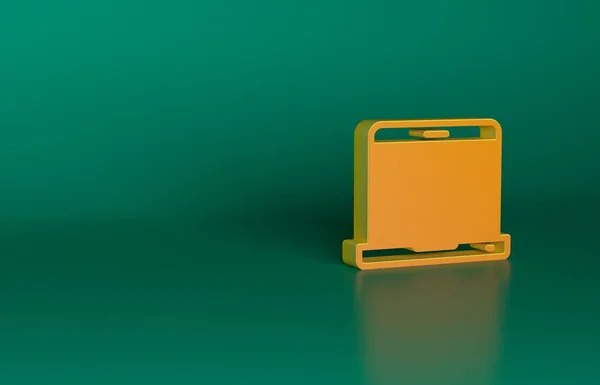 Narancs Laptop Ikon Elszigetelt Zöld Alapon Számítógépes Füzet Üres Kijelzővel — Stock Fotó