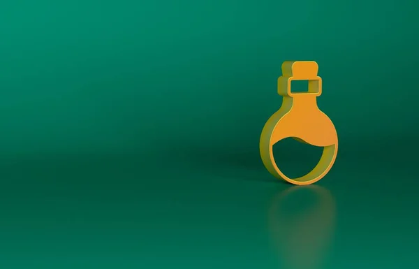 Botella Naranja Con Icono Poción Amor Aislado Sobre Fondo Verde — Foto de Stock