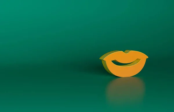 Ícone Lábios Sorridentes Laranja Isolado Fundo Verde Símbolo Sorriso Conceito — Fotografia de Stock