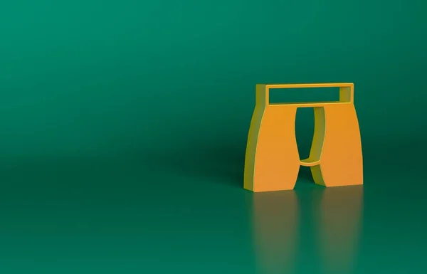 オレンジ男性は緑の背景に隔離されたアイコンをパンツ 下着男だ 最小限の概念 3Dレンダリング図 — ストック写真
