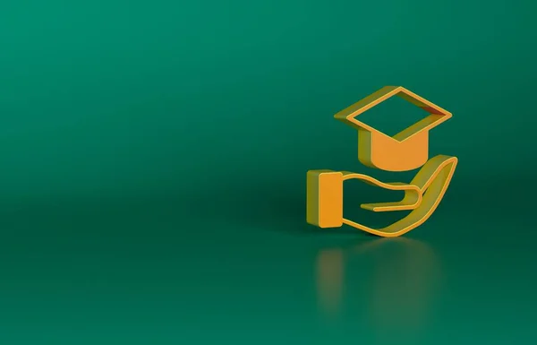 Oranžový Grant Vzdělávání Ikona Izolované Zeleném Pozadí Školné Finanční Vzdělávání — Stock fotografie