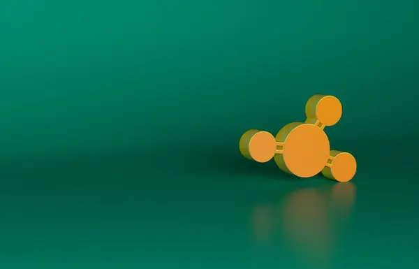 Піктограма Помаранчевої Молекули Ізольована Зеленому Фоні Структура Молекул Хімії Вчителі — стокове фото