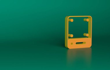 Orange Server, Data, Web sunucu simgesi yeşil arkaplanda izole edildi. Minimalizm kavramı. 3 Boyutlu resimleme.