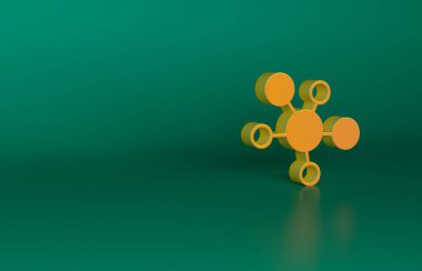 Turuncu Zihin Haritası bilgi simgesi yeşil arkaplanda izole edildi. Minimalizm kavramı. 3 Boyutlu resimleme.