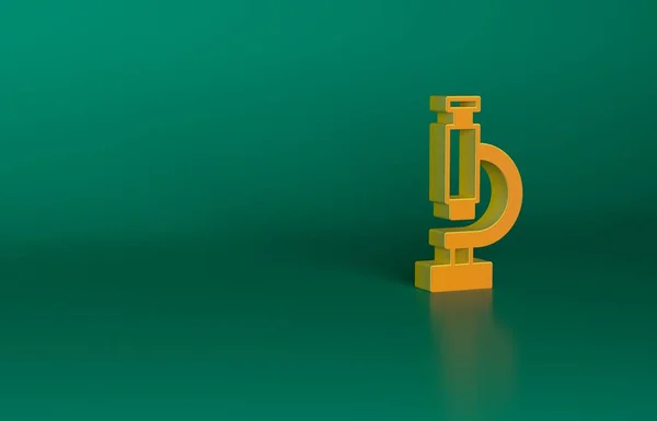 Orangefarbenes Mikroskop Symbol Isoliert Auf Grünem Hintergrund Chemie Pharmazeutisches Instrument — Stockfoto