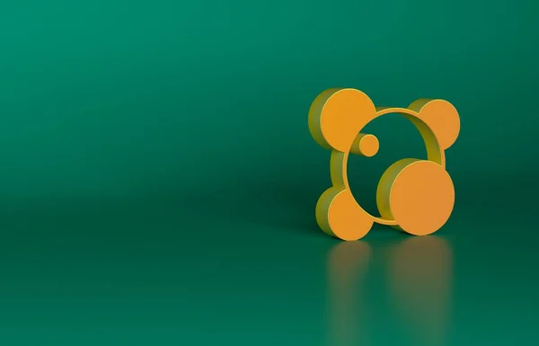Orangefarbenes Molekül Symbol Auf Grünem Hintergrund Struktur Der Moleküle Der — Stockfoto