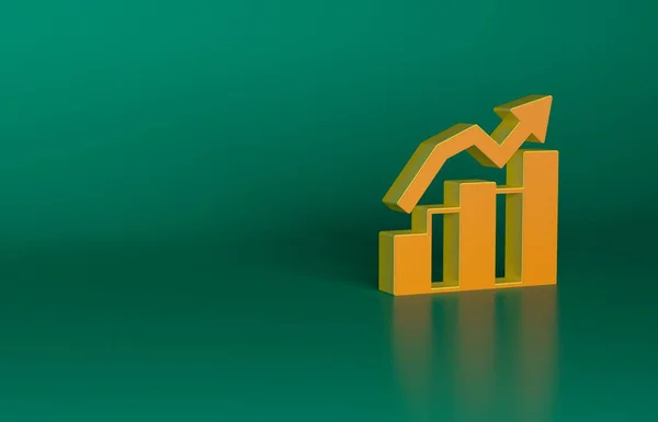 Orange Aumento Crescimento Financeiro Ícone Isolado Fundo Verde Aumentar Receita — Fotografia de Stock