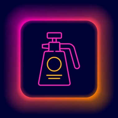 Su, gübre ve siyah zemin üzerinde izole edilmiş kimyasallar için parlayan neon hattı spreyi. Renkli taslak konsepti. Vektör.