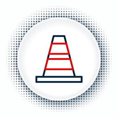 Beyaz arkaplanda çizgi trafik konisi simgesi izole edildi. Renkli taslak konsepti. Vektör.