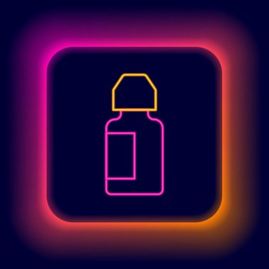 Parlayan neon hattı göz damlası ikonu siyah arka planda izole edildi. Renkli taslak konsepti. Vektör.