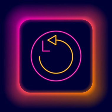 Parlayan neon çizgisi Radius simgesi siyah arkaplanda izole edildi. Renkli taslak konsepti. Vektör.