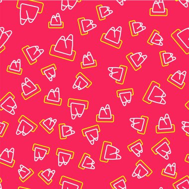 Çizgi Dağları simgesi kırmızı arkaplanda izole edilmiş pürüzsüz desen. Zaferin ya da başarının sembolü. Vektör.