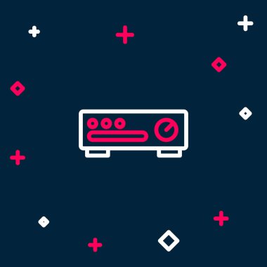 Hat Ses Karıştırıcı simgesi mavi arkaplanda izole edildi. DJ ekipman kaydırma düğmeleri. Konsol karıştırılıyor. Renkli taslak konsepti. Vektör.