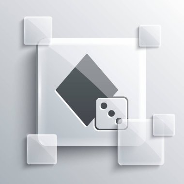 Gri Oyun zar simgesi gri arkaplanda izole edildi. Kumarhane kumarı. Kare cam paneller. Vektör.