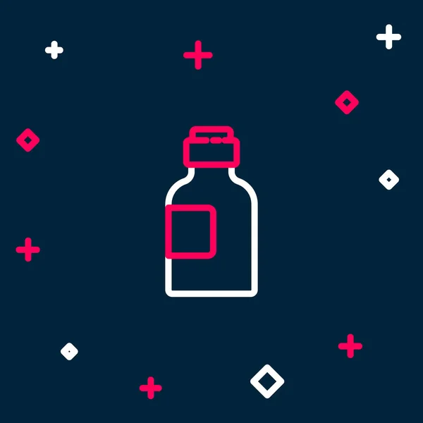 Линия Бутылка Лекарственного Сиропа Значок Изолирован Синем Фоне Красочная Концепция — стоковый вектор