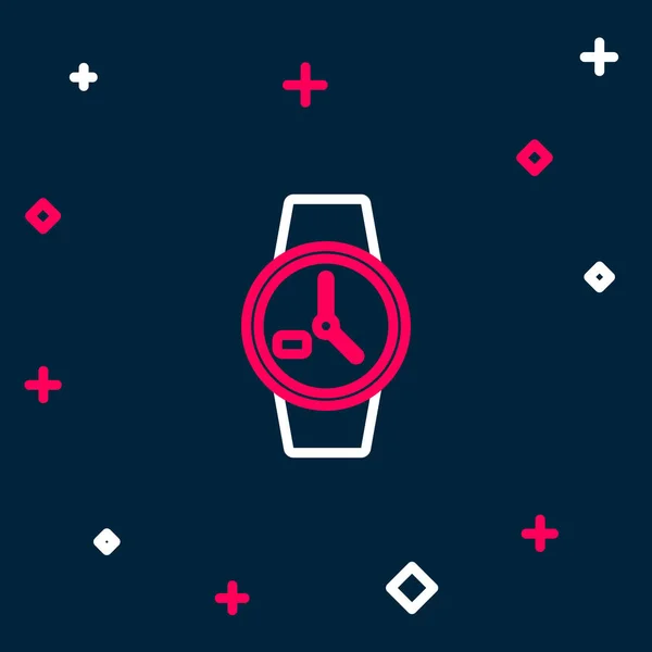 Line Wrist Icono Del Reloj Aislado Sobre Fondo Azul Icono — Vector de stock