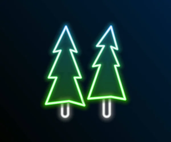 Glowing Neon Line Christmas Tree Icon Isolated Black Background Merry — Stock Vector