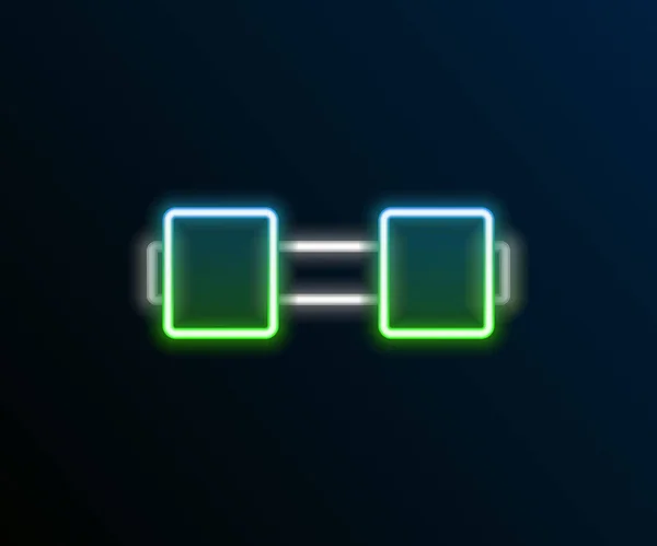 Glödande Neon Line Hantel Ikon Isolerad Svart Bakgrund Muskellyft Ikonen — Stock vektor
