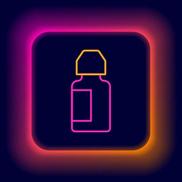 亮晶晶的霓虹灯线眼药瓶图标孤立在黑色的背景 五彩缤纷的概念 — 图库矢量图片