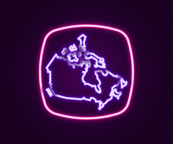 Linha Néon Brilhante Ícone Mapa Canadá Isolado Fundo Preto Conceito — Vetor de Stock