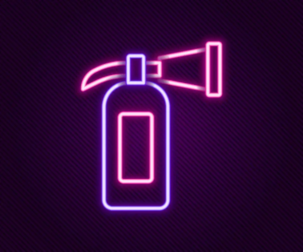 Gloeiende Neon Lijn Brandblusser Pictogram Geïsoleerd Zwarte Achtergrond Kleurrijk Concept — Stockvector