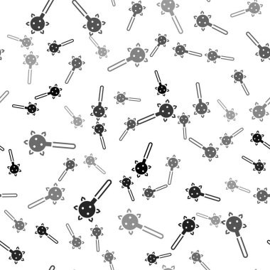 Siyah Ortaçağ zincirlenmiş topuz ikonu beyaz arka planda izole edilmiş pürüzsüz desen. Morgenstern Ortaçağ silahı ya da sivri uçlu topuz. Vektör.