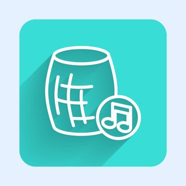 Beyaz Hat Ses Yardımcı simgesi uzun gölgeyle izole edildi. Ses kontrol arayüzü akıllı hoparlör. Yeşil kare düğmesi. Vektör.