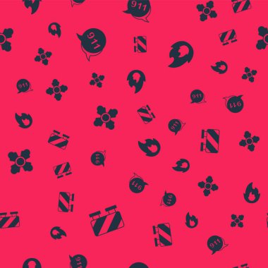 Yol bariyerini kurun. 911 'i arayın. İtfaiyeciyi ve alevi sorunsuz bir şekilde tutun. Vektör.