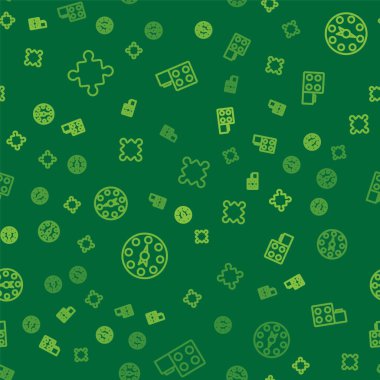 Çizgi yap boz parçaları oyuncakları, Twister oyunları ve oyuncakların tuğlaları pürüzsüz kalıplara göre dizilsin. Vektör.