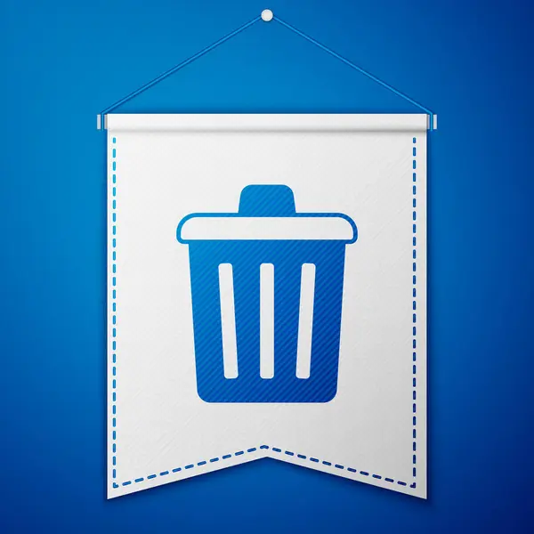 Blue Trash Can Icon Isolated Blue Background Garbage Bin Sign — Stock Vector
