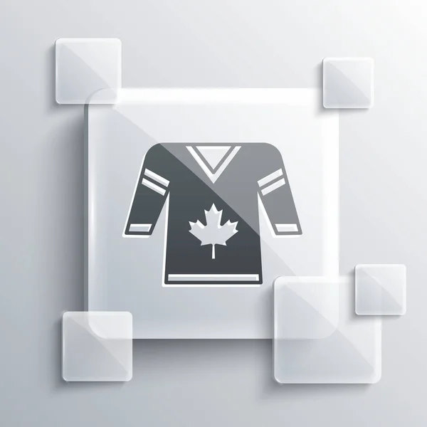 Ikona Szarej Koszulki Hokejowej Odizolowana Szarym Tle Szklane Panele Wektor — Wektor stockowy